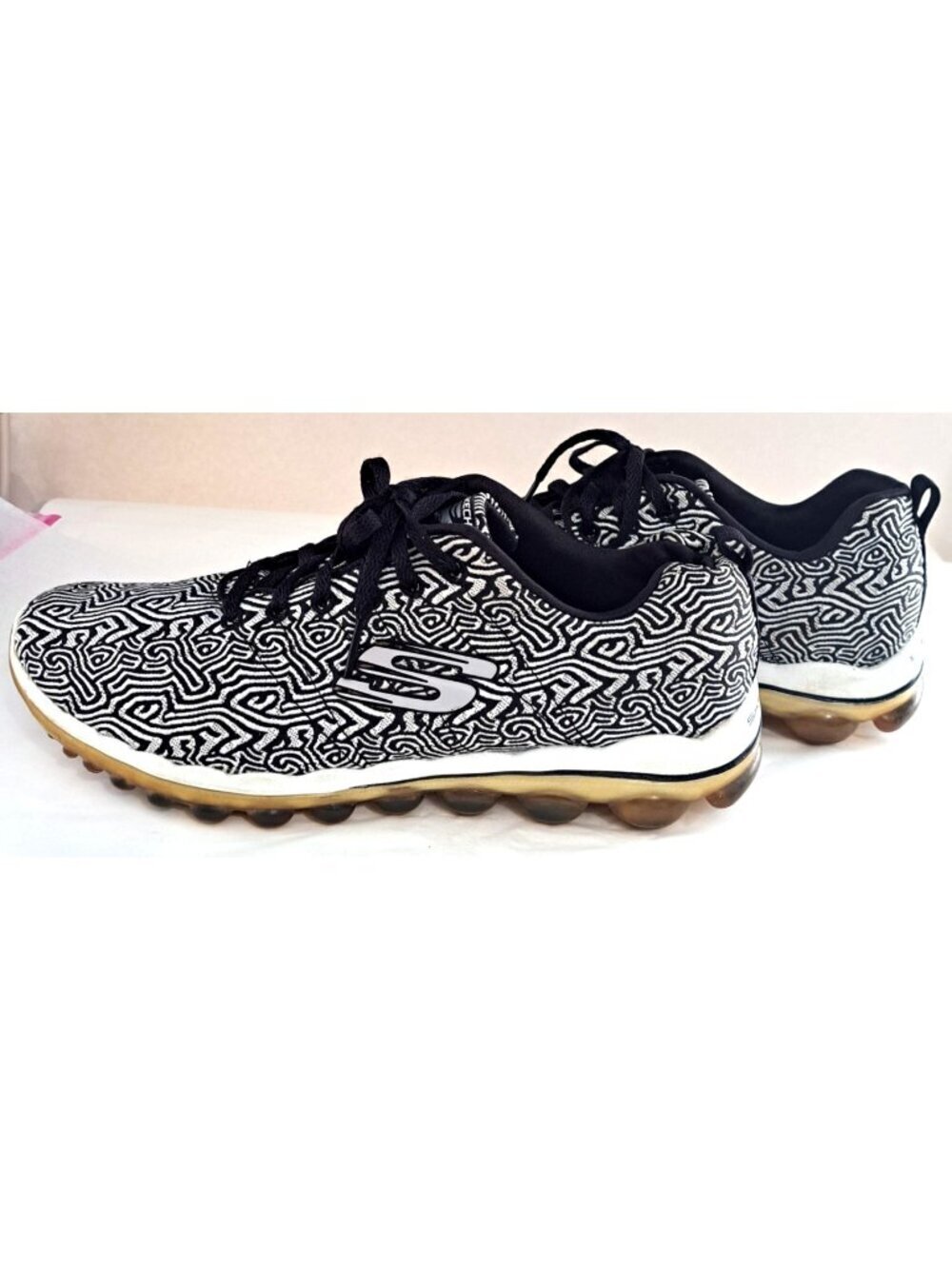 Skechers Skech-Air Women's 9 Black White 12214 Low Top Sneakers - Picture 6 of 10